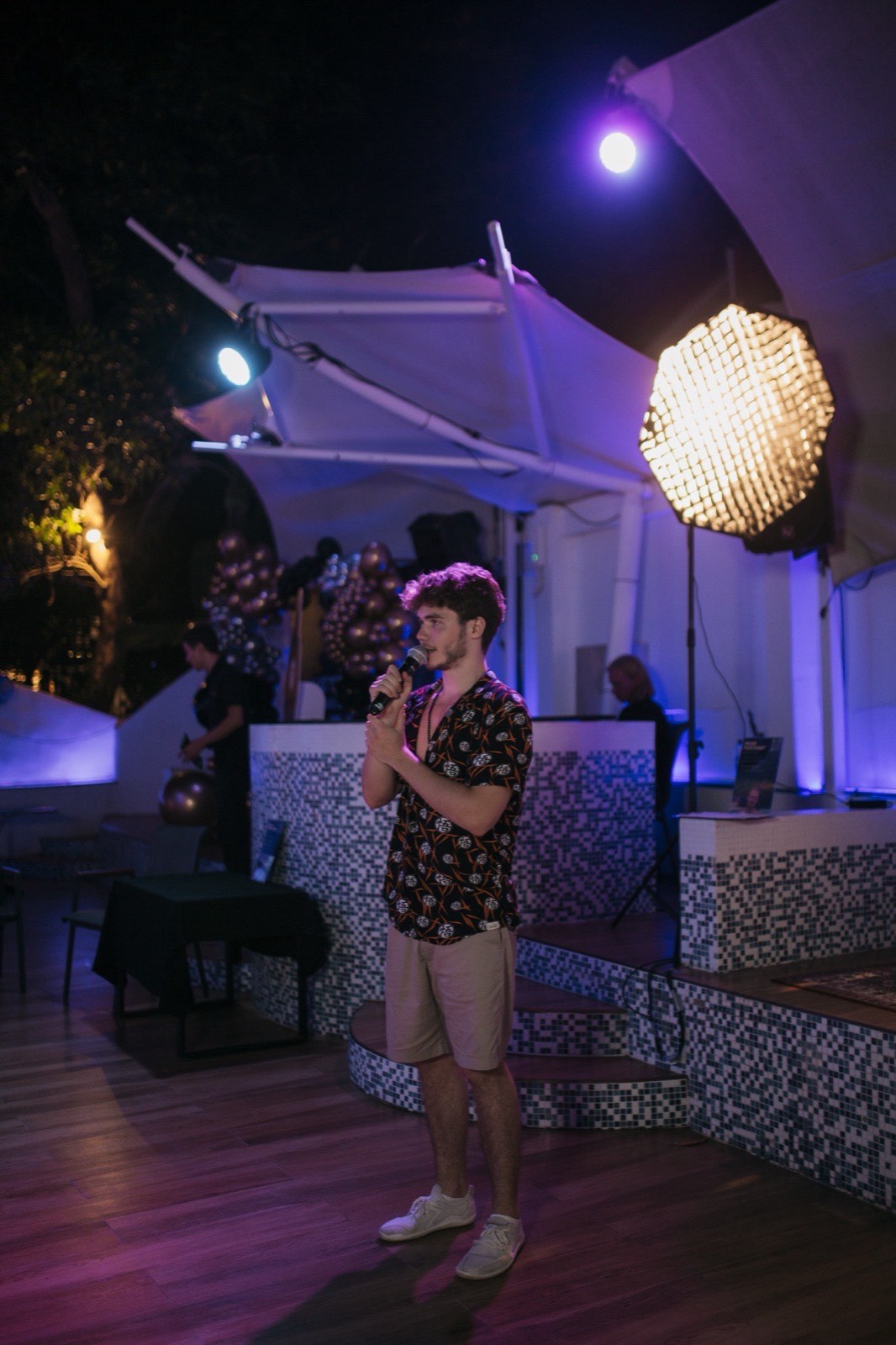 Vsevolod Gurkov on the stage at night