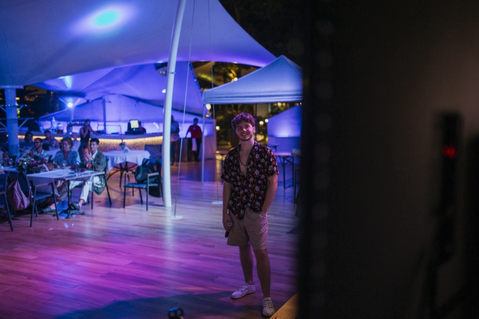 The venue at night